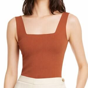 Vince Burnt Orange Square Neck Knit Crop Top Size S
